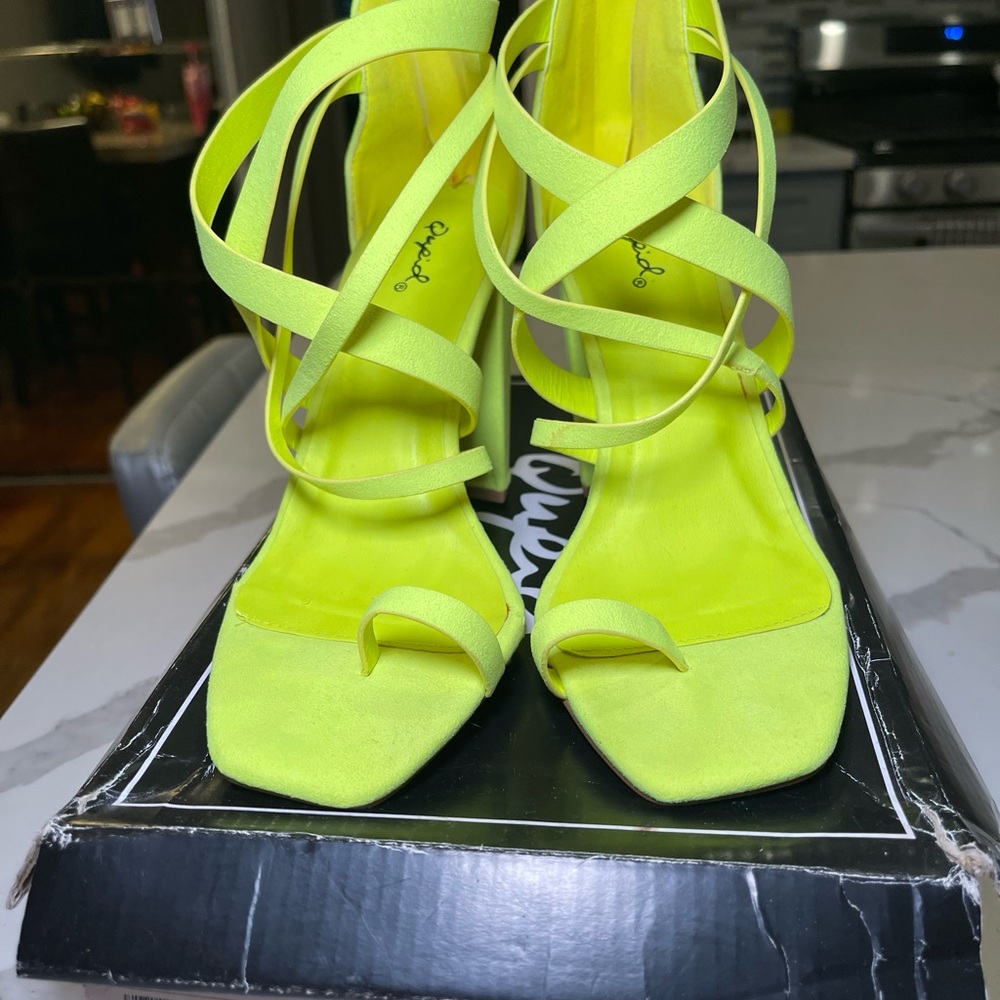 Chic Yellow Stiletto Heels with Cage Design